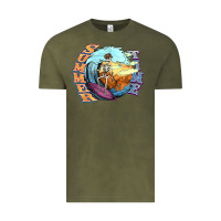 Vintage Olive summer time skeleton surfing Vintage Tee - NancyCooperArtShop