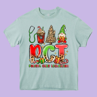Pct Patient Care Technician Christmas Heavy Core Tee Designed By Maliassmallbusiness