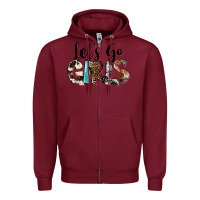 Burgundy Let's Go Girls Zipper Hoodie - FaDigitalArtStudio