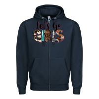 Navy Let's Go Girls Zipper Hoodie - FaDigitalArtStudio