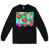 Black halloween pumpkins with ghosts Long Sleeve Tee - TumblerDesignByShophia