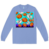 Colony Blue halloween pumpkins with ghosts Long Sleeve Tee - TumblerDesignByShophia