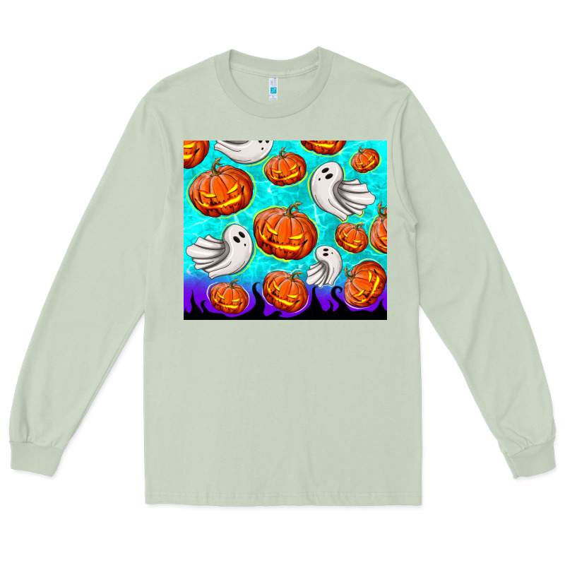 Halloween Pumpkins With Ghosts Long Sleeve Tee by TumblerDesignByShophia | Teevron