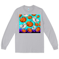 Moon Dust halloween pumpkins with ghosts Long Sleeve Tee - TumblerDesignByShophia