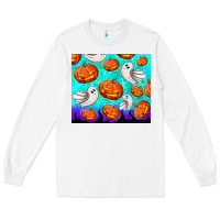 White halloween pumpkins with ghosts Long Sleeve Tee - TumblerDesignByShophia