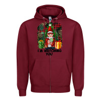 Burgundy I'm Watching You Elf Zipper Hoodie - FaDigitalArtStudio