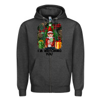 Charcoal Heather I'm Watching You Elf Zipper Hoodie - FaDigitalArtStudio