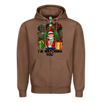 Chestnut I'm Watching You Elf Zipper Hoodie - FaDigitalArtStudio