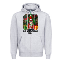 Heather Grey I'm Watching You Elf Zipper Hoodie - FaDigitalArtStudio