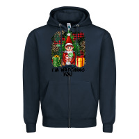 Navy I'm Watching You Elf Zipper Hoodie - FaDigitalArtStudio