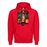 Red I'm Watching You Elf Zipper Hoodie - FaDigitalArtStudio