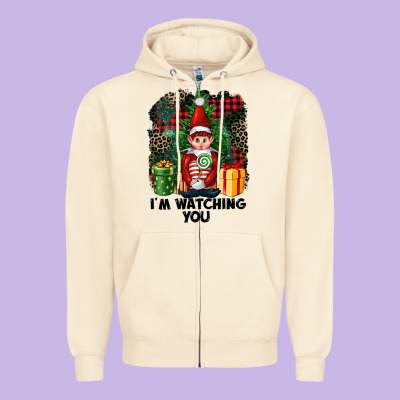 I'm Watching You Elf Zipper Hoodie Designed By Fadigitalartstudio