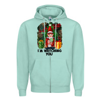 Seafoam I'm Watching You Elf Zipper Hoodie - FaDigitalArtStudio