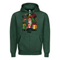 Sports Green I'm Watching You Elf Zipper Hoodie - FaDigitalArtStudio
