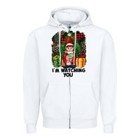 White I'm Watching You Elf Zipper Hoodie - FaDigitalArtStudio