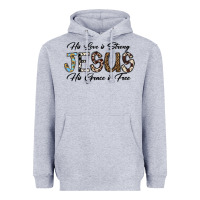 Heather Grey His Love is Strong Jesus His Grace is Free Heavyweight Hoodie - CowhideDigitalArt