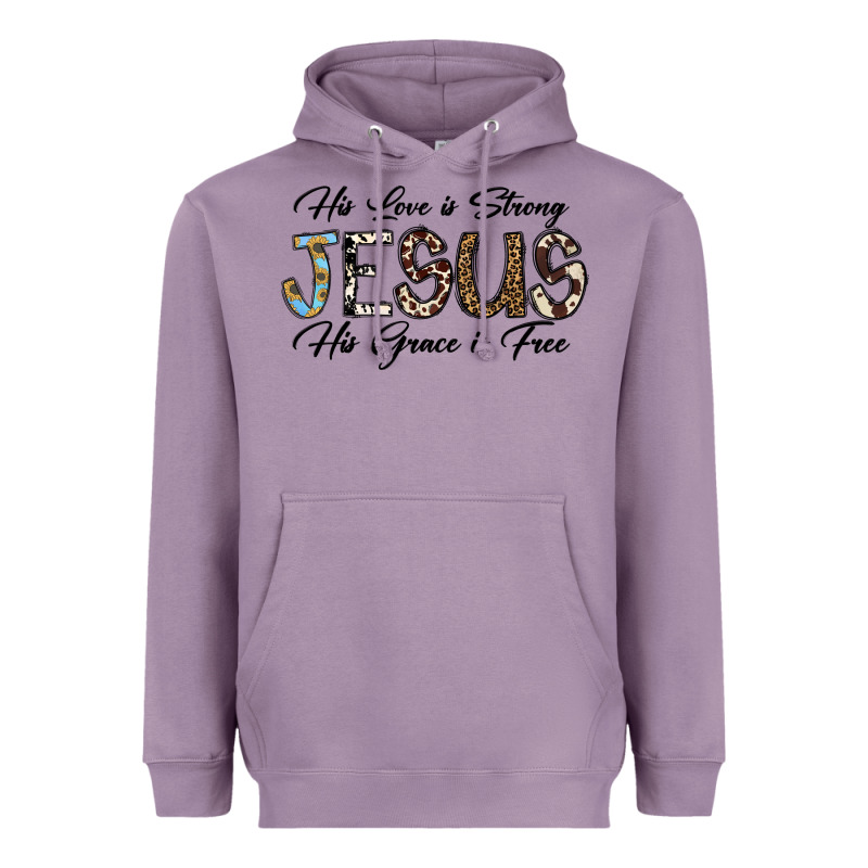 His Love Is Strong Jesus His Grace Is Free Heavyweight Hoodie by CowhideDigitalArt | Teevron