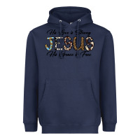 Navy His Love is Strong Jesus His Grace is Free Heavyweight Hoodie - CowhideDigitalArt