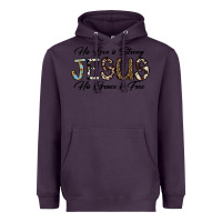 Plum His Love is Strong Jesus His Grace is Free Heavyweight Hoodie - CowhideDigitalArt