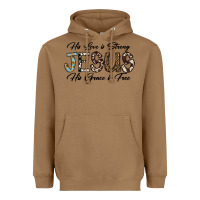 Toasted Coconut His Love is Strong Jesus His Grace is Free Heavyweight Hoodie - CowhideDigitalArt
