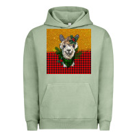 Pigment Oil Green christmas alpacas Urban Hoodie - BarkalooDesign