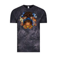 Cloud Black blue and gold american football afro messy bun Vintage Tee - texasbilliewilder