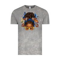 Cloud Rock blue and gold american football afro messy bun Vintage Tee - texasbilliewilder