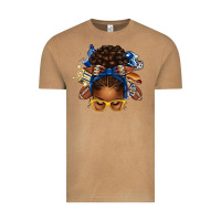 Vintage Camel blue and gold american football afro messy bun Vintage Tee - texasbilliewilder