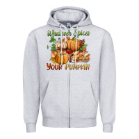 Heather Grey whatever spices your pumpkin Zipper Hoodie - BundleAndBundleShop