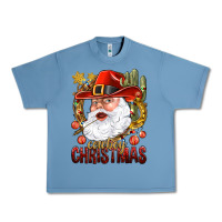 Pebble Blue Cowboy Christas Santa Urban Heavy Tee - NancyCooperArtShop