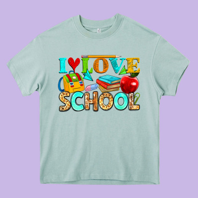 I Love School Heavy Core Tee Designed By Nancycooperartshop