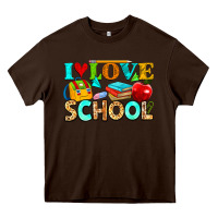 Chocolate Brown i love school Heavy Core Tee - NancyCooperArtShop