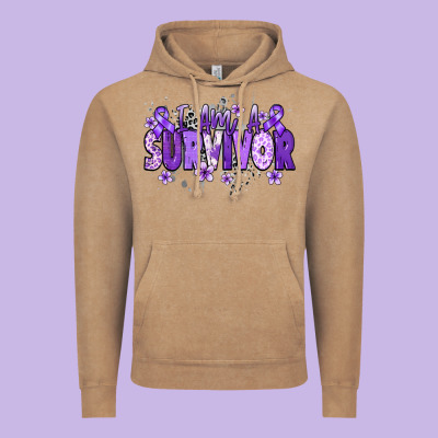 I Am A Survivor Purple Ribbon Vintage Hoodie Designed By Nancycooperartshop