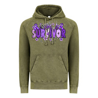 Vintage Olive I am a survivor purple ribbon Vintage Hoodie - NancyCooperArtShop