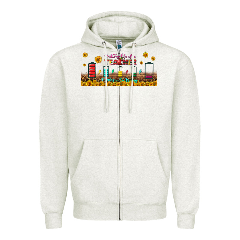 Battery Life Of A Teacher Libbey Glass Zipper Hoodie by BundleAndBundleShop | Teevron