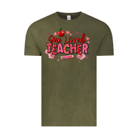 Vintage Olive one loved teacher afro messy bun Vintage Tee - texasbilliewilder
