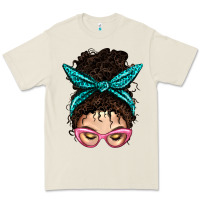 Bone Messy Curly Bun Mom With Leopard Bandana Premium Tee - BundleAndBundleShop