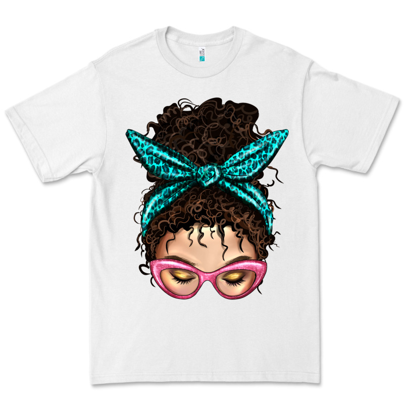 Messy Curly Bun Mom With Leopard Bandana Premium Tee by BundleAndBundleShop | Teevron