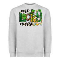 Heather Grey St. Patrick's Day One lucky Nurse Heavyweight Sweatshirt - OliviaCreatesArt