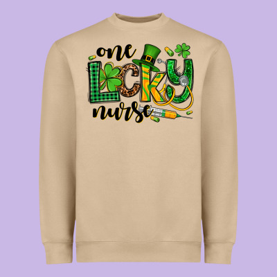 St. Patrick's Day One Lucky Nurse Heavyweight Sweatshirt Designed By Oliviacreatesart