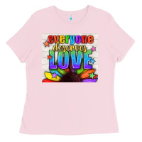 Bubblegum Pink Everyone Deserves Love Pride LGBTQ+ Tumbler Ladies Tee - BundleAndBundleShop