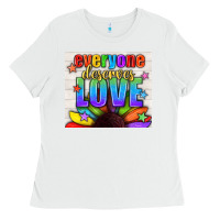 White Everyone Deserves Love Pride LGBTQ+ Tumbler Ladies Tee - BundleAndBundleShop