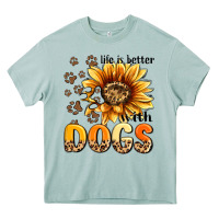 Arona life is better with dogs sunflower Heavy Core Tee - MaliasSmallBusiness