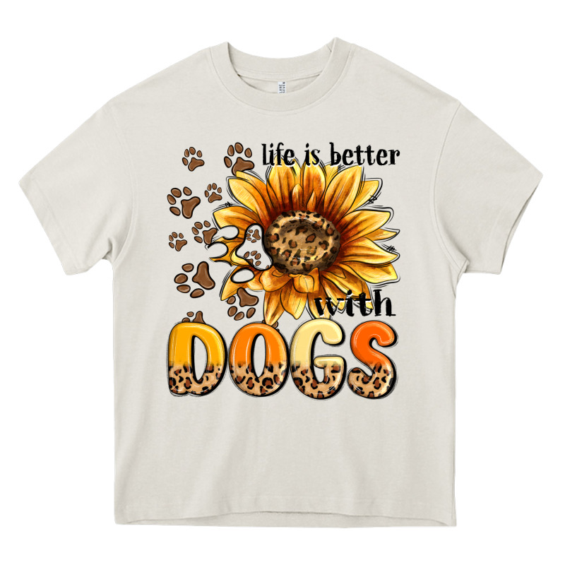 Life Is Better With Dogs Sunflower Heavy Core Tee by MaliasSmallBusiness | Teevron