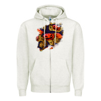 Oatmeal Heather halloween pumpkin patch  2 Zipper Hoodie - BundleAndBundleShop