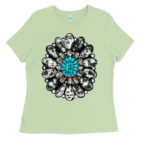 Matcha cowhide aztec gemstone Ladies Tee - RanaPortraitStore