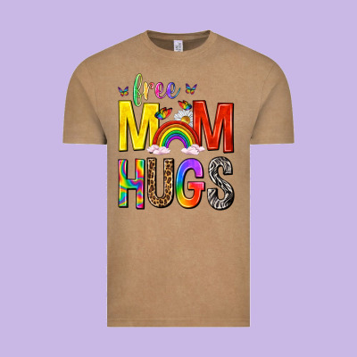Free Mom Hugs With Butterflies Vintage Tee Designed By Texasbilliewilder