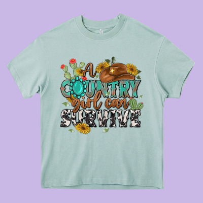 A Country Girl Can Survive Heavy Core Tee Designed By Maliassmallbusiness