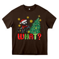 Chocolate Brown christmas  cat  what Heavy Core Tee - MaliasSmallBusiness