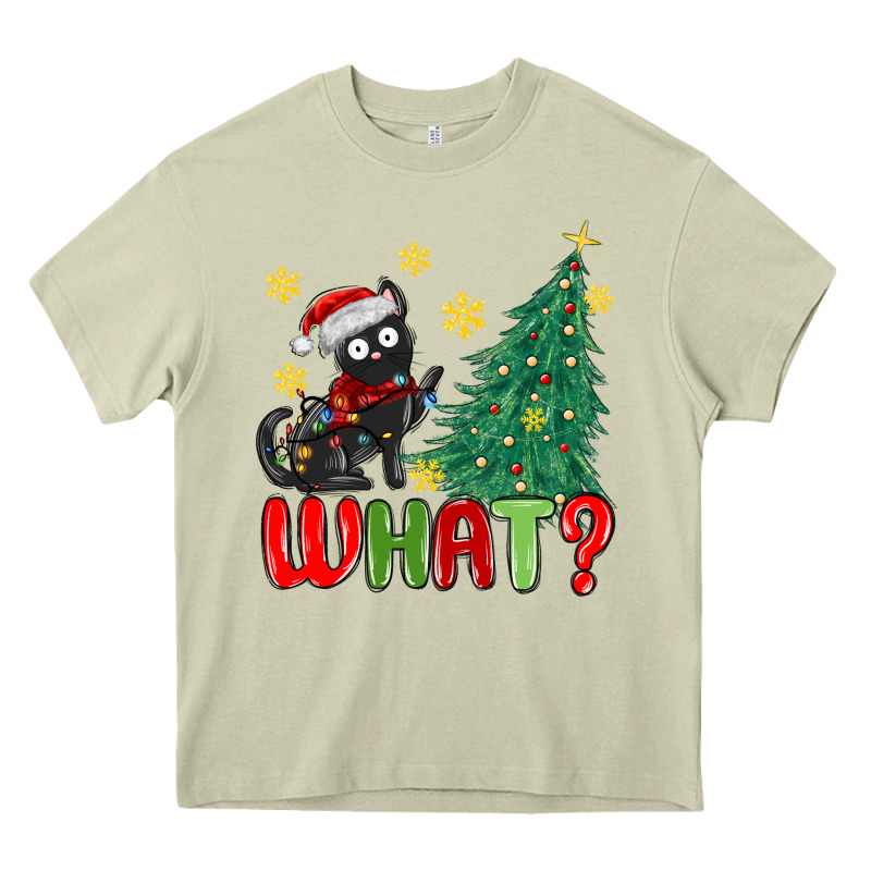 Christmas  Cat  What Heavy Core Tee by MaliasSmallBusiness | Teevron